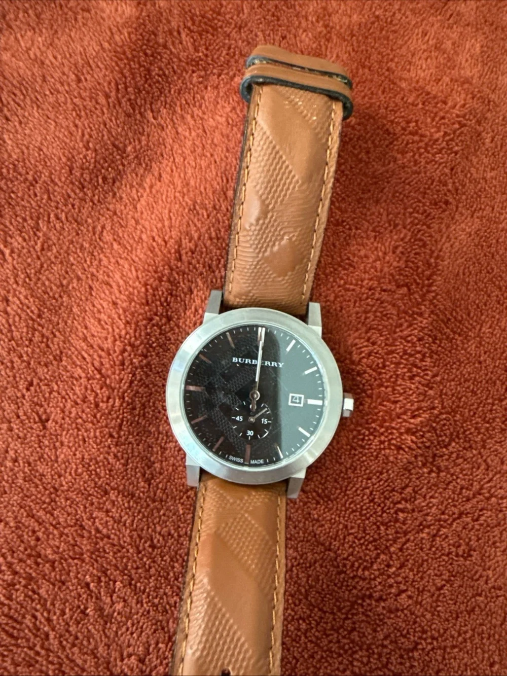 Burberry The City BU9905 Swiss Made Black Dial Brown Leather Watch